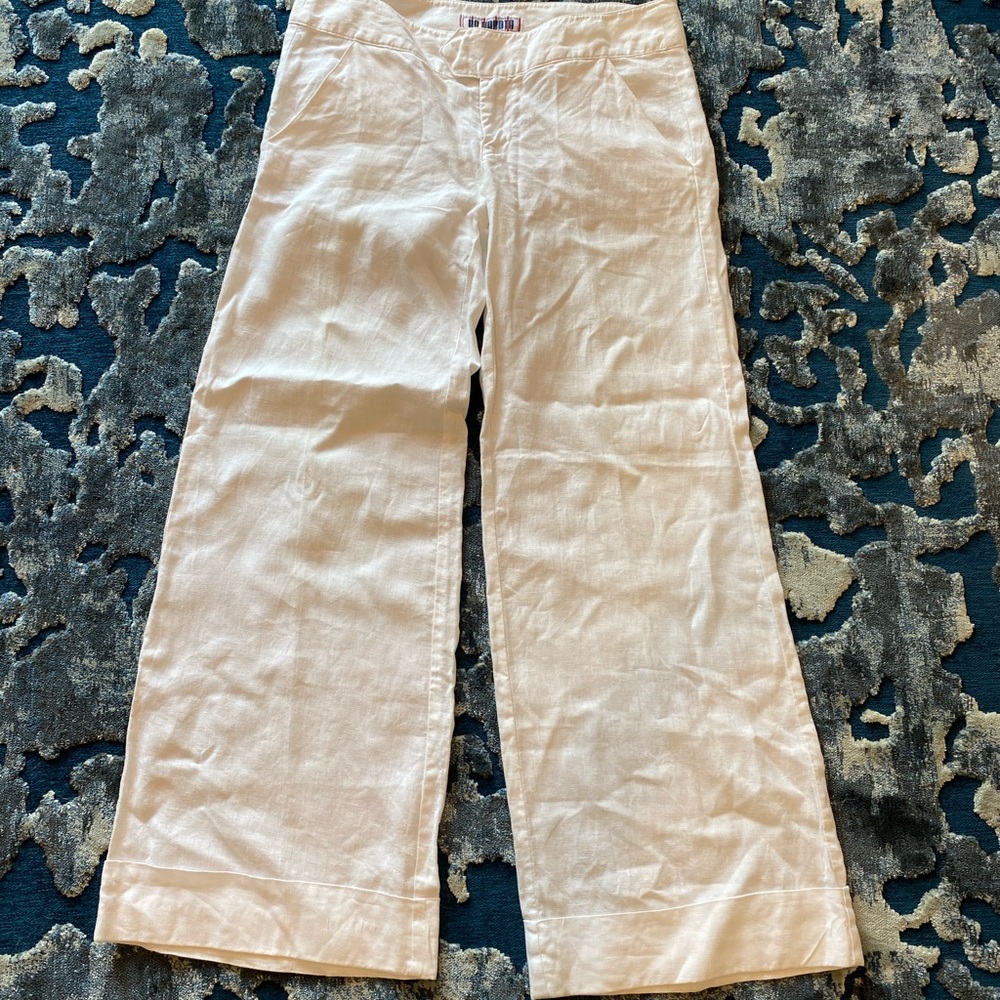 BB Dakota white 100% linen wide leg pants